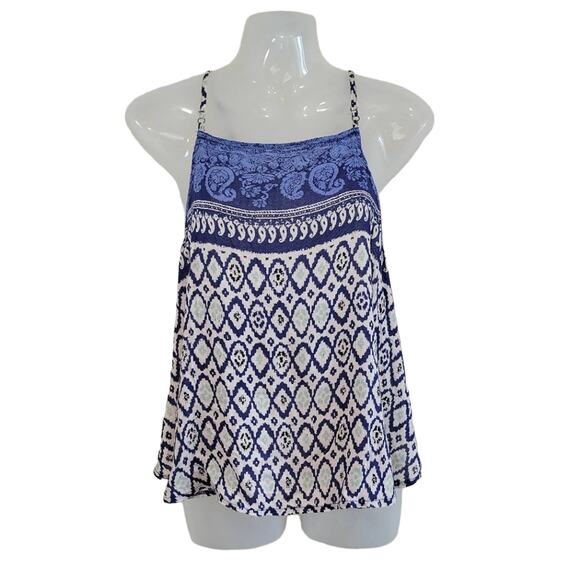Free People Stevie Tribal Print Spaghetti Low Back Cami Tank Top Size Medium - Picture 1 of 9